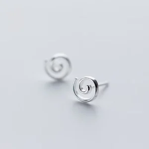 RENSINO 925 Sterling Silver Elegant Spiral Stud Earrings for Women New Jewelry