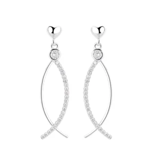 RENSINO 925 Sterling Silver Elegant and Sweet Cross ear Earrings With Refined Charm
