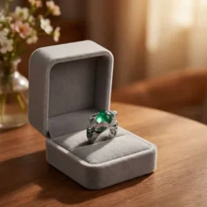 RENSINO 925 Sterling Silver Emerald Gemstone Wedding Ring Custom Emerald Woman Ring