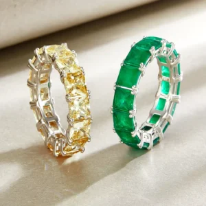 RENSINO 925 Sterling Silver Eternity Ring Cubic Zirconia Tennis Ring