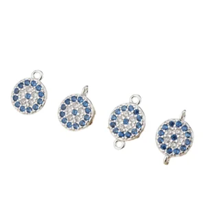 RENSINO 925 Sterling Silver Evil Zircon Connector Charms Gold Vermeil Pendant for Children’s Classic Style Jewelry Making
