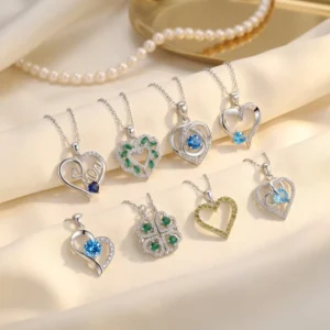 RENSINO 925 Sterling Silver Exquisite Heart Shaped Pendant Inlaid with Zircon for Valentine’s Day Gift Women Necklace Jewelry