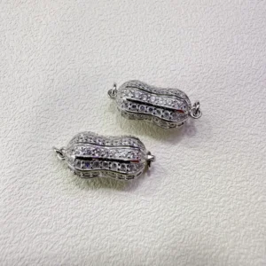 RENSINO 925 Sterling Silver Fashion Clasp Bracelet Button New Style Luxury Peanut Clasps Necklace Pearl Zircon Popular Jewelry Connector
