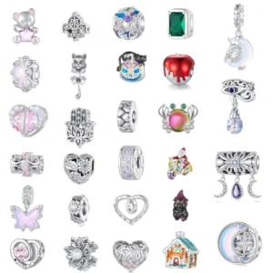 RENSINO 925 Sterling Silver Fashion Jewelry Charms for Bracelets&Bangles Jewelry Making Custom Zircon Enamel Cute Pendants Charms Beads