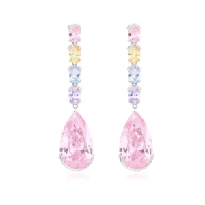 RENSINO 925 Sterling Silver Fashion Jewelry Multicolor Zircon Party Earrings for Women