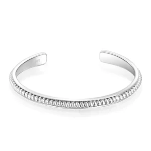 RENSINO 925 Sterling Silver Fashion Jewelry Open Ring Bracelets Simple Irregular Bangles for Girl Jewelry