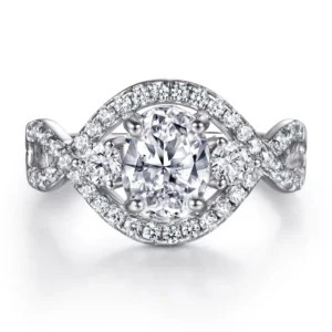 RENSINO 925 Sterling Silver Fashion Rings for Couples S925 Wedding and Engagement Oval Cut Diamond for Parties for Women