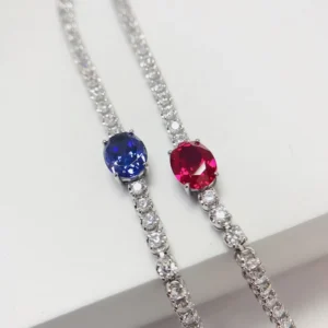 RENSINO 925 Sterling Silver Fine Jewelry 2CT DE Moissanite Diamond Charm Bracelet