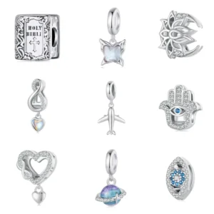RENSINO 925 Sterling Silver Fine Jewelry Charms for Bracelets Jewelry Making Custom Charm Zirconia Enamel Cute Eye Pendants Charms