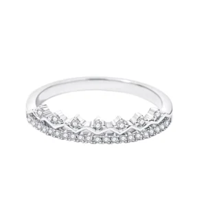 RENSINO 925 Sterling Silver Fine Jewelry Cubic Zirconia Diamond Crown Shape Eternity Zircon Rings for Ladies