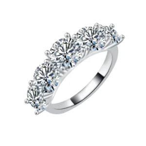 RENSINO 925 Sterling Silver Fine Jewelry Cut Eternity Wedding Band Promise Ring Moissanite Rings for Women and Girls