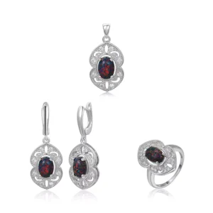 RENSINO 925 Sterling Silver Fine Jewelry Set Customized Gifts Gorgeous Opal Earrings Pendant Ring for Women