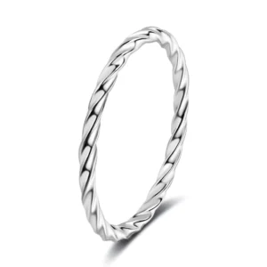 RENSINO 925 Sterling Silver Fine Simple Rings Fashion Designs Twist Engagement Wedding Fine Jewelry for Women