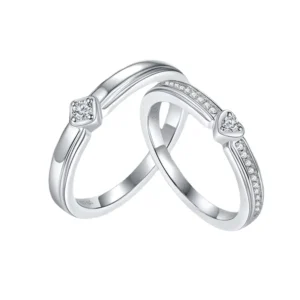 RENSINO 925 Sterling Silver Fine Wedding Rings CZ Hiphop Rhodium Plated Eternity Promise Rings for Women Engagement Parties