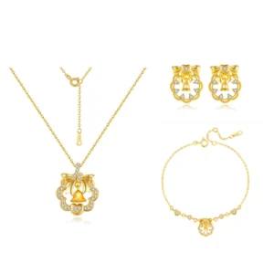 RENSINO 925 Sterling Silver Flower Necklace Bracelet Earrings Jewelry Set for Women