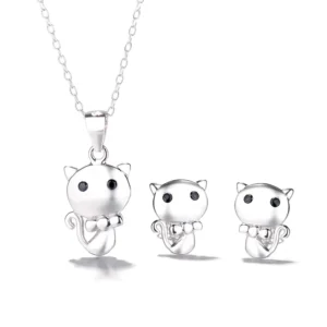 RENSINO 925 Sterling Silver Fortune Cat Suit Women Lovely Niche Fashion