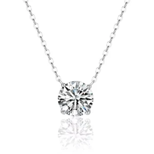 RENSINO 925 Sterling Silver Four Prong Moissanite Pendant Choker Necklace PT950 Plated Light Luxury Niche Custom Logo