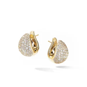RENSINO 925 Sterling Silver Full Pave Diamond CZ Mini Chunky Thick Huggie Hoop Earring