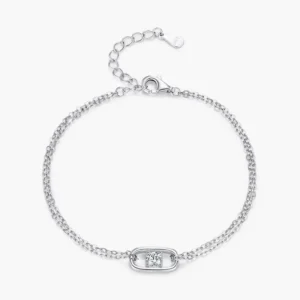 RENSINO 925 Sterling Silver Geometric Hollow Delicate Double Layer Chain Bracelets For Bridal Wedding Jewelry Gifts