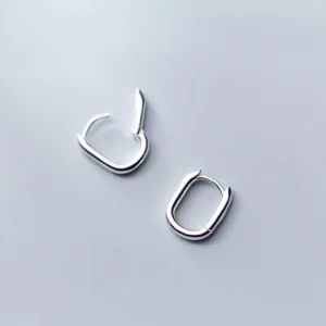 RENSINO 925 Sterling Silver Geometric Oval Ear Buckles Clip Earrings Jewelry