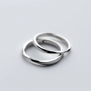 RENSINO 925 Sterling Silver Geometric Shape Adjustable Couple Finger Rings Set for Men and Women