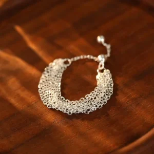 RENSINO 925 Sterling Silver Geometry Pull out Ring for Women Simple Multi layer Chain Tassel Design Ins Wind Style Fashion Jewelry
