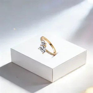 RENSINO 925 Sterling Silver Gilt Ring Gold Flame Sparkle Suitable for Love Wedding Ring Women Engagement Jewelry Anniversary Jewelry