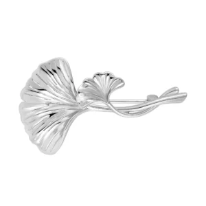 RENSINO 925 Sterling Silver Ginkgo Leaf Brooch Pin Nature Inspired Jewelry for Women