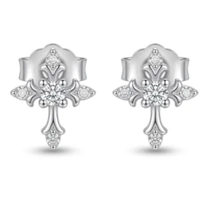 RENSINO 925 Sterling Silver Gold Jewelry Fashion Dainty Cross Dangle Stud Earring