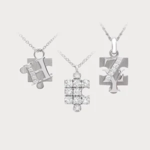 RENSINO 925 Sterling Silver Gold Plated 9k 14k 18k Lab Diamond Necklaces Customized Letter Couples’ Design for Daily Wear Gifting