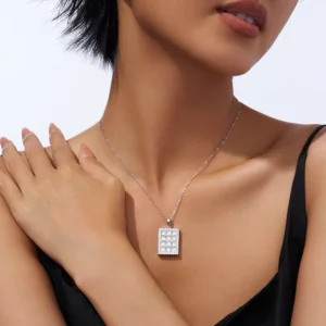 RENSINO 925 Sterling Silver Gold Plated Lucky Fine Jewelry Iced VVS Moissanite Custom Pendant Women Necklace
