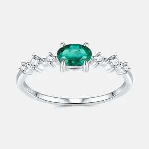 RENSINO 925 Sterling Silver Gold Plated Moissanite Emerald Gemstone Rings Women Anniversary Exclusive Design Fine Jewelry Ring