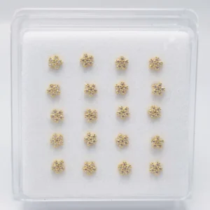 RENSINO 925 Sterling Silver Gold Plated Trendy Flower Nose Stud Micro Pave CZ Wedding Engagement Gift Body Jewelry