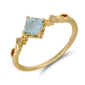 RENSINO 925 Sterling Silver Gold Plated Vintage Promise Initial Gemstone Retro CZ Zircon Geometric Topaz Engagement Women Fine Rings