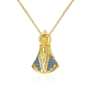 RENSINO 925 Sterling Silver Gold Plated Vintage Religious Catholic Christian Jewelry Virgin Mary Pendant Necklace Ladies Girls