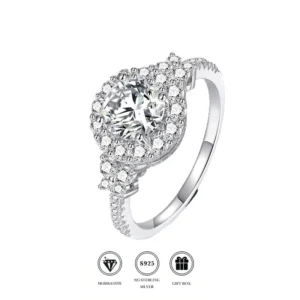 RENSINO 925 Sterling Silver Gold Plated Women’s Wedding Ring with Full Moissanite GRA Certified Factory