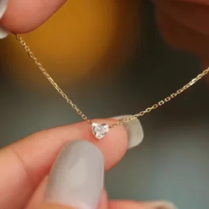 RENSINO 925 Sterling Silver Heart CZ Necklace For Women Dainty Love Pendant Gold Plated Minimalist Fine Jewelry Gift
