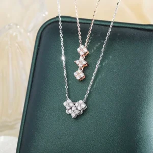 RENSINO 925 Sterling Silver Heart Pendant Necklace S925 Zircon Pendant Necklace for Women