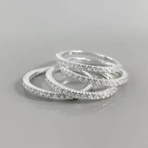 RENSINO 925 Sterling Silver Heart Shape Eternity Ring for Women Minimalist High Quality Zircon Jewelry for Wedding Anniversary