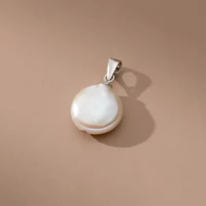 RENSINO 925 Sterling Silver High Quality Baroque Pearl Round Pendant Charms for Jewelry Making