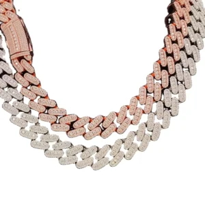 RENSINO 925 Sterling Silver Hip Hop Moissanite Cuban Link Chain 20mm Necklace