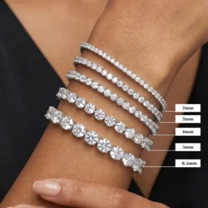 RENSINO 925 Sterling Silver Hip Hop Moissanite Diamond Tennis Chain Necklace