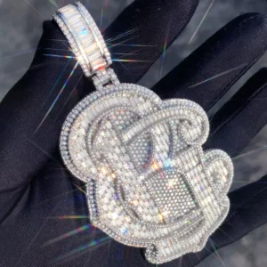 RENSINO 925 Sterling Silver Hip Hop Pendants Vvs Moissanite Customized Letter Pendant Iced Out Lab Diamond Chain