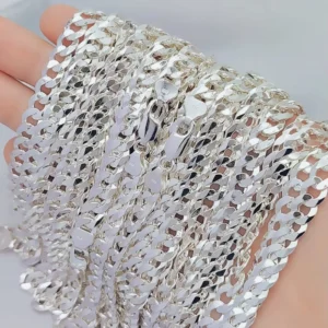 RENSINO 925 Sterling Silver Hip hop Style Multi Size Cuban Fashion Chain Llink Necklace Sweater Jewelry Men Women Fine Chains