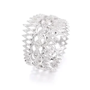 RENSINO 925 Sterling Silver Hollow Round Ring Rhodium Plated Wedding Jewelry Women Engagement Rings