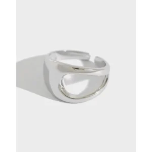 RENSINO 925 Sterling Silver Hollow Smooth Couples Ring Adjustable Simple Cool Ring for Men Personality Rings for Women Jewelry