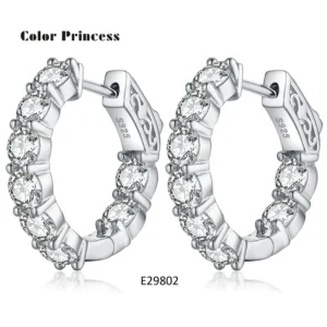 RENSINO 925 Sterling Silver Hoop Earrings Women Fashion Earrings