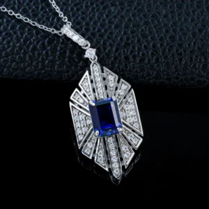 RENSINO 925 Sterling Silver Ice Flower Cut Rhombus Ring Pendant Earrings Set Romantic Engagement Anniversary Wedding