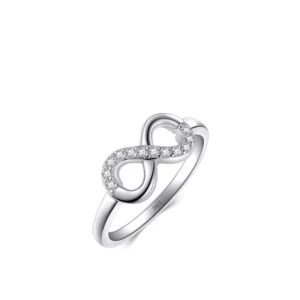 RENSINO 925 Sterling Silver Infinity Love Fine Jewelry Trendy Zirconia Sparkling Rings for Women Gold Plated for Weddings Gifts