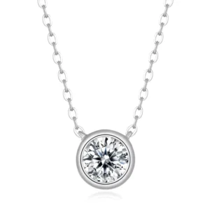 RENSINO 925 Sterling Silver Inlay Zircon Bezel Setting Pendant Necklace Gold Plated Geometric Design Minimalist Style Party Gift